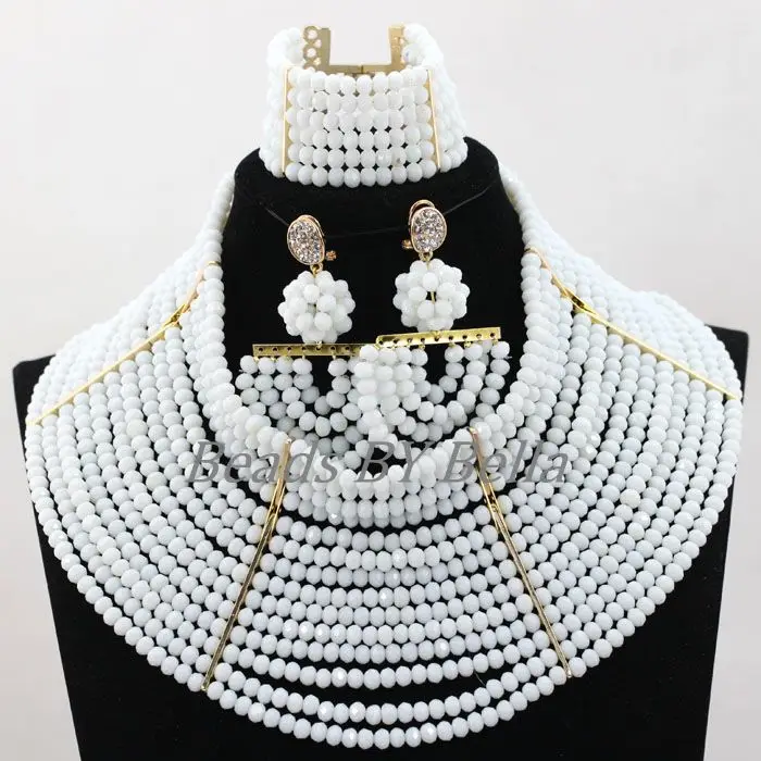 Чистый белый Африканский комплект ювелирных изделий индийский нигерийский