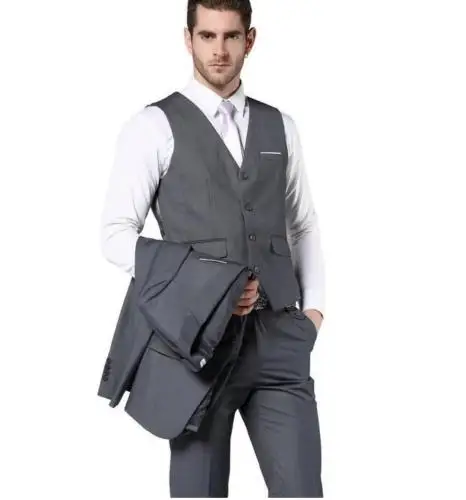 

Dark Grey Men's Slim Fit 3pcs Dress Suits Prom Party Wedding Suit Set Tuxedos