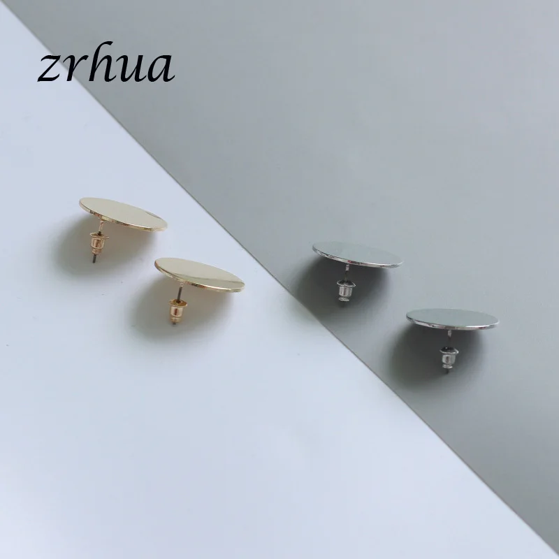 Большие круглые серьги-гвоздики ZRHUA золотого и серебряного цвета для женщин
