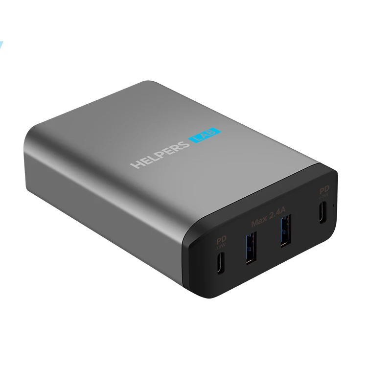 Space Grey Двойной USB-C порт 60 Вт и 18 Вт и двойной 5 в 2,4 А USB порт, для многих телефонов type-c и ноутбуков, таких как iPhone Macbook и т. Д - Цвет: Space Grey