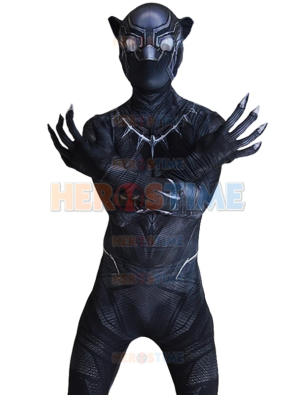 Новинка 2018 3D оттенок для гражданских войн Черная пантера костюм спандекс полный