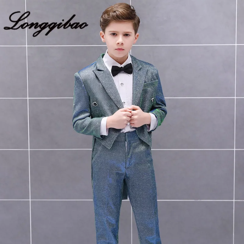 Baby Boy Tuxedo Children Suit Suit Banquet Dress Handsome British Catwalk Piano Costumes Photo Studio Children's Clothing