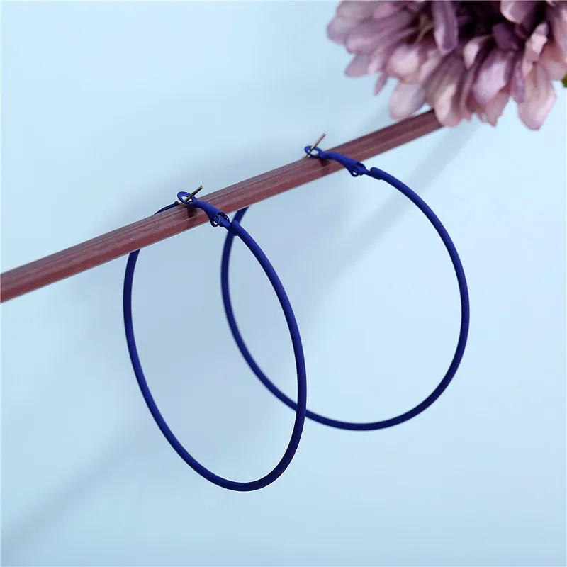 1905281234 blue Модный карамельный цвет красный зеленый желтый белый синий фиолетовый сексуальный большой круг обруч серьги для женщин диаметр 6,9 см серьги ювелирные изделия - Окраска металла: 1905281234 blue