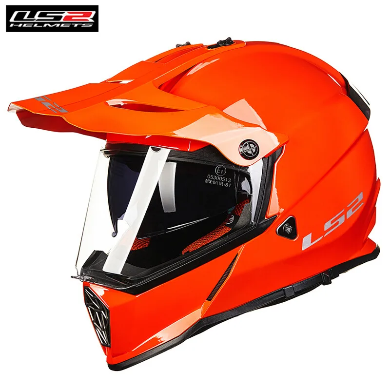 Solid Orange LS2 MX436 PIONEER двойной спортивный мотоциклетный шлем мотокросса бездорожья 0613 ATV Casque Casco мотоциклетные шлемы de Motociclista - Цвет: Solid Orange