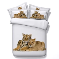 tiger bedding set lion 3d quilt duvet cover bed sheet sheets linen luxury animal print california king size queen full twin 4pcs