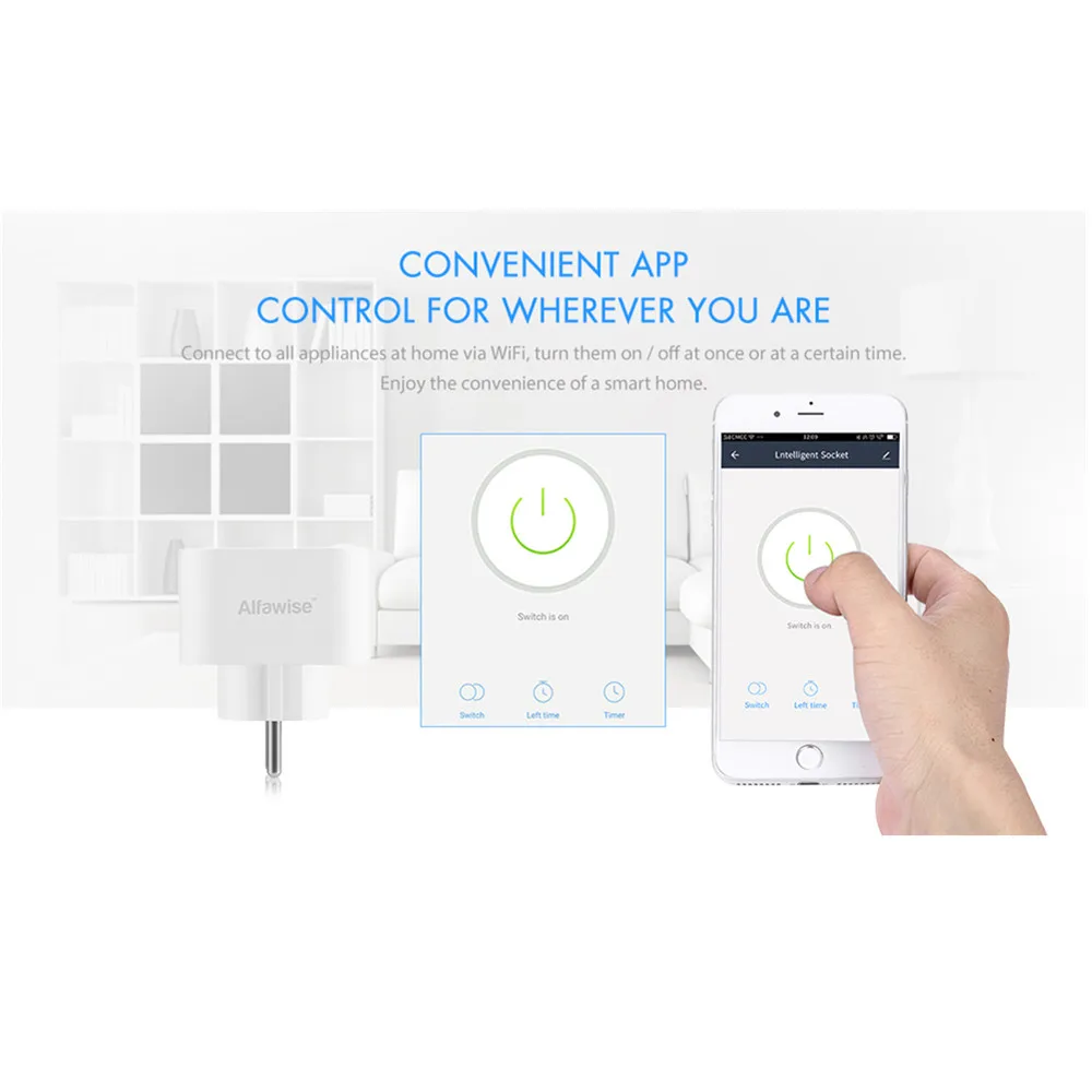 Alfawise PE1004T умная розетка Мини WiFi розетка с европейской вилкой работает с Amazon Alexa Google Home мобильное приложение дистанционное управление энергетический монитор