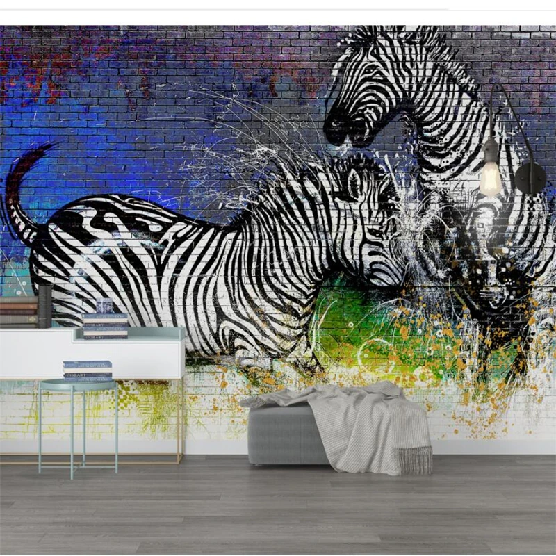 

wellyu papel de parede 3d para sala Modern sleek minimalistic watercolor zebra brick wall cool TV background wall behang