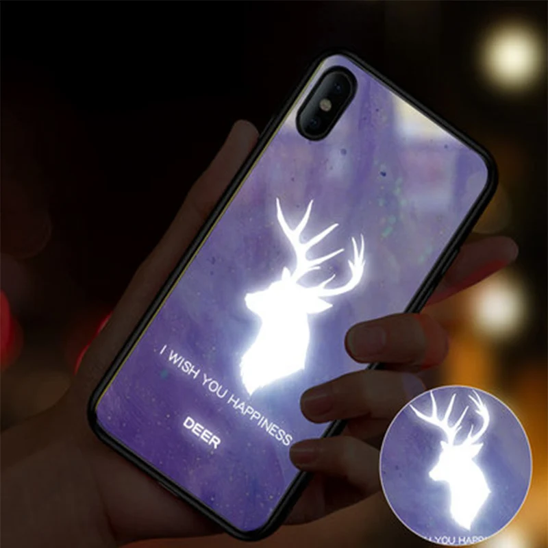 8 EKIND чехол из закаленного стекла для телефона для iPhone X XS XSMAX со светодиодным логотипом, роскошный стеклянный чехол для iPhone, защитный чехол для телефона - Цвет: 8