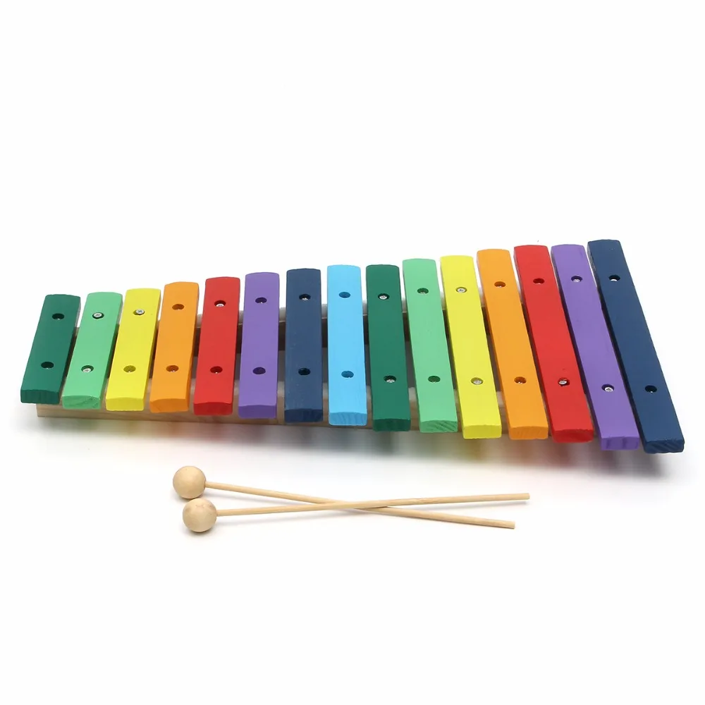 

15 Tone Colorful Wooden Knock Glockenspiel Xylophone Early Educational Percussion For Children's Gift