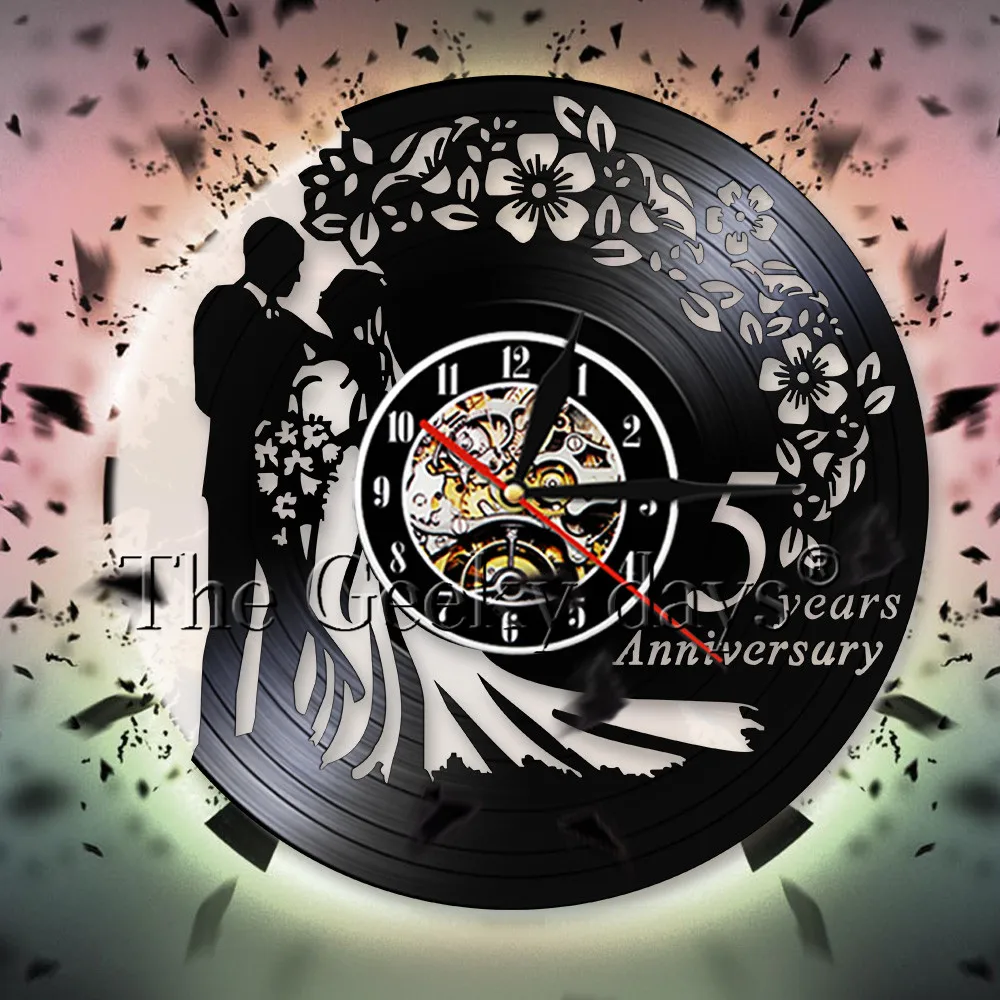 Настенные часы на годовщину 5 лет настенные с виниловой пластиной для свадьбы