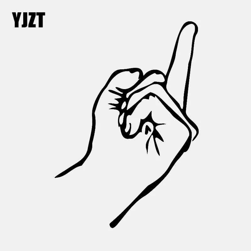 

YJZT 10CM*14.3CM Giving The Middle Finger Flip Off Vinyl Decal Car Sticker Black/Silver C3-1966