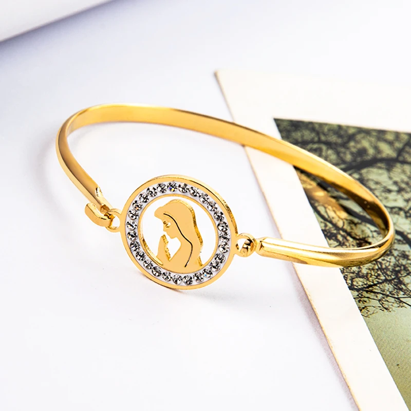 Трендовая пара Круглый браслет с кристаллами очаровательный для женщин золотой