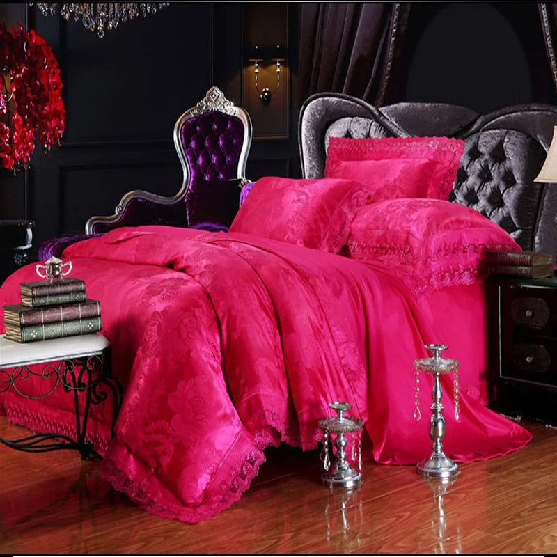 Luxury Lace Bedding Sets Modal Tencel Bed Sheet Satin Jacquard Duvet Cover Linen King/Queen Size Coverlet | Дом и сад