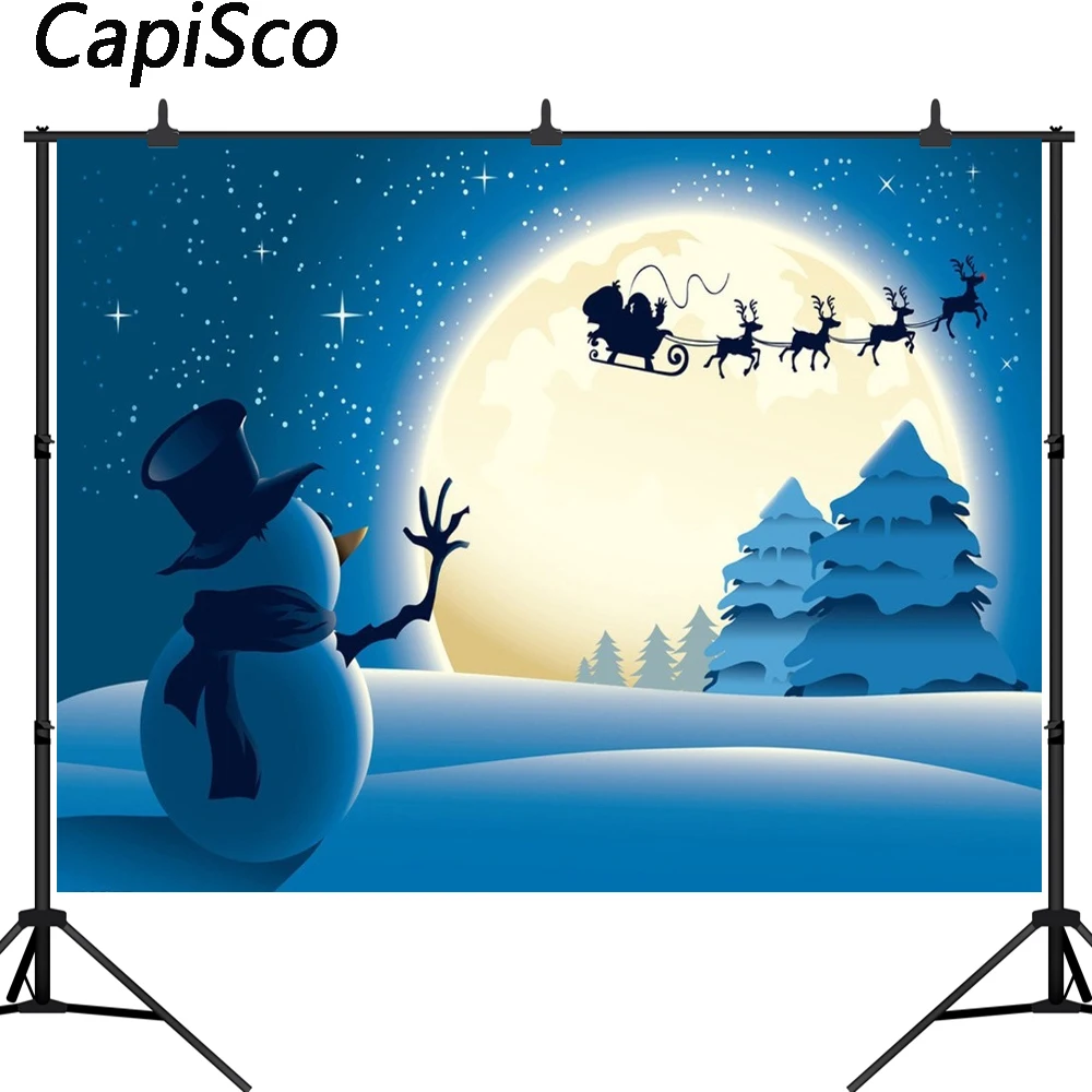 Capisco синий зимний фон для фотосъемки снеговик рождественские украшения дома с