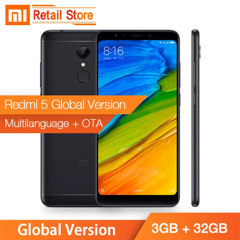 Глобальная версия Xiaomi Redmi 5 3 ГБ 32 Snapdragon 450 Восьмиядерный CPU мобильный телефон 7