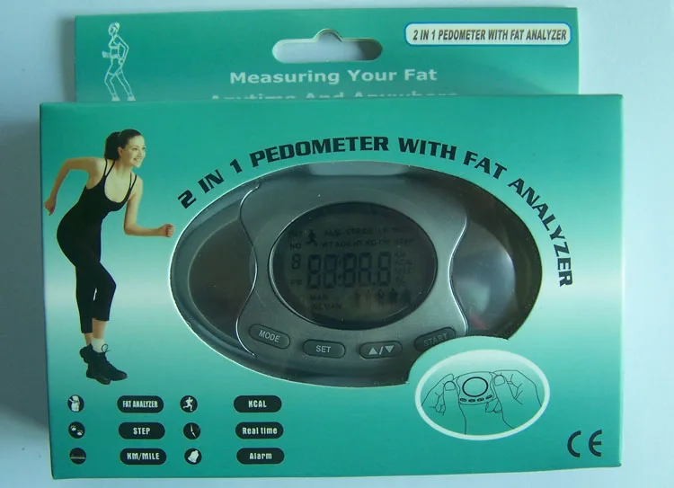 Pedometer With Fat Analyzer 2 in 1 Body Measurement Step Counter Distance Count Calorie Clock & Alarm Tester | Спорт и
