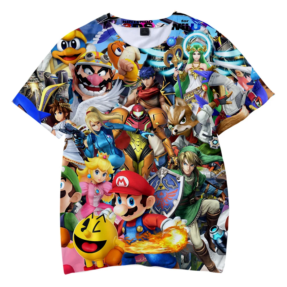 Super Smash Bros. Ultimate Kids/3D Футболка Мягкая Повседневная футболка с круглым воротником в