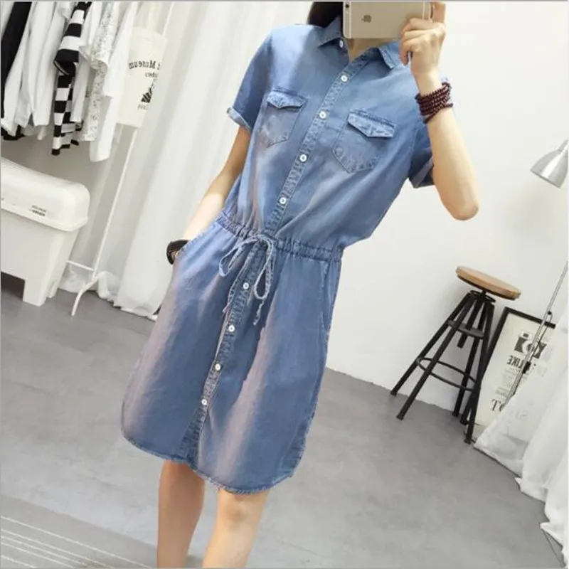 Женские джинсы QV64 модные летние платья с коротким рукавом 2019|Женские платья| |