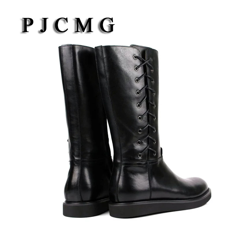 Новинка Мужская Уличная обувь PJCMG из натуральной кожи на плоской подошве молнии с