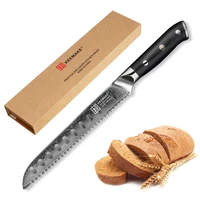keemake 8 bread knife damascus japanese vg10 steel kitchen knives profssional razor sharp bread cake cutting tools g10 handle