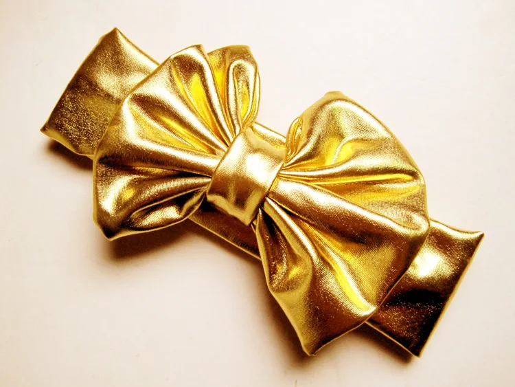 Лидер продаж Желтая тюрбан детская одежда с большим бантом повязка на голову для