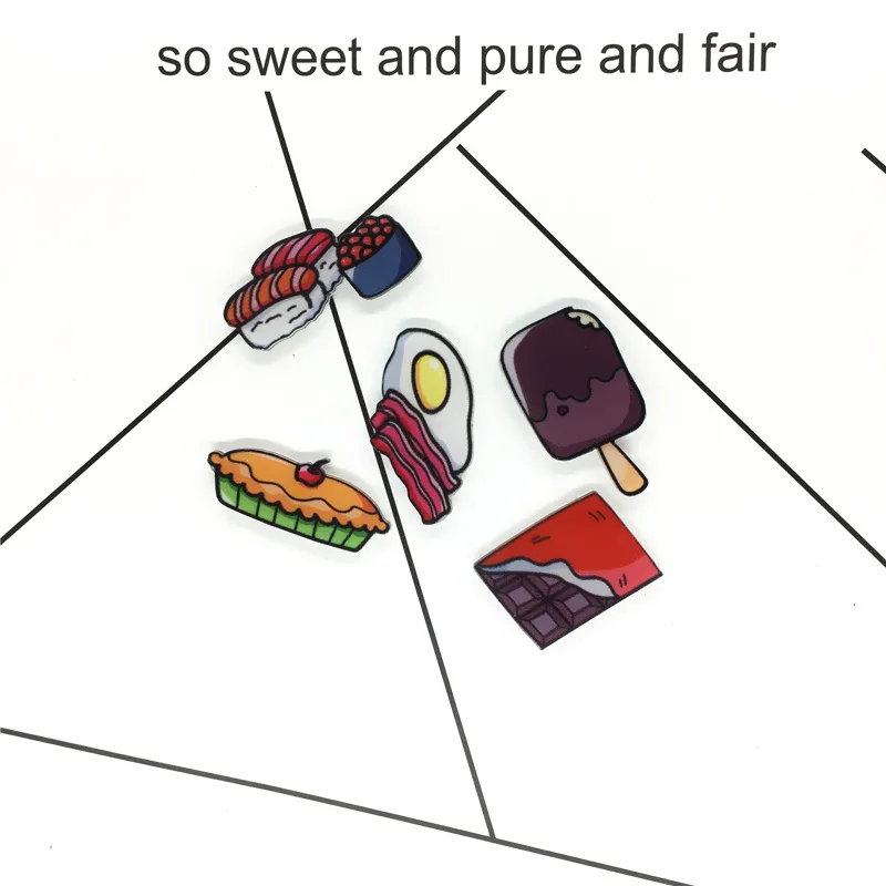 Cartoon chocolate Milk Egg Pizza Brooch Acrylic Pin Badges Icons on The Backpack Medal Decoration Badge for Clothing | Дом и сад