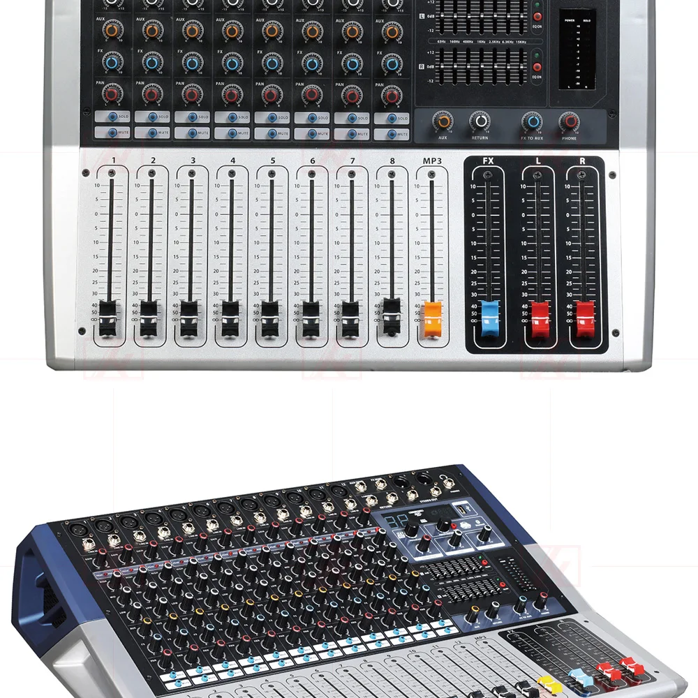 Микшерный пульт рекордер 48 V phantom power monitor AUX effect path 6-16 channel audio mixer USB поставляется с усилителем мощности KV
