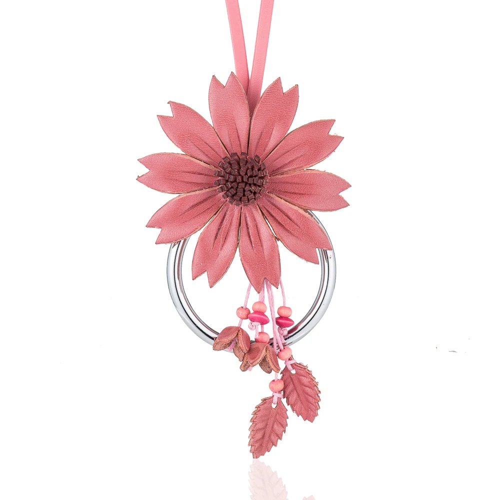 

WNGMNGL 2018 New 6 Colors Charm Leather Flower Pendant Necklace Handmade Vintage Long Chain Necklace for Women Fashion Jewelry