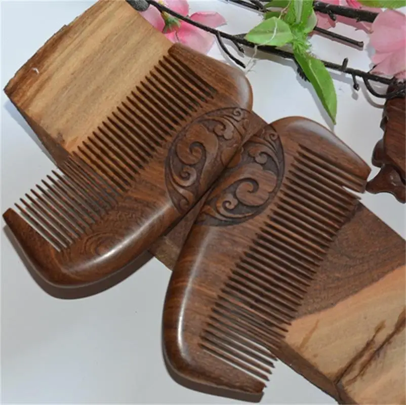 

Creative massage hair loss anti-static black wingceltis wooden comb Double-sided carve patterns or designs on woodwork care hair