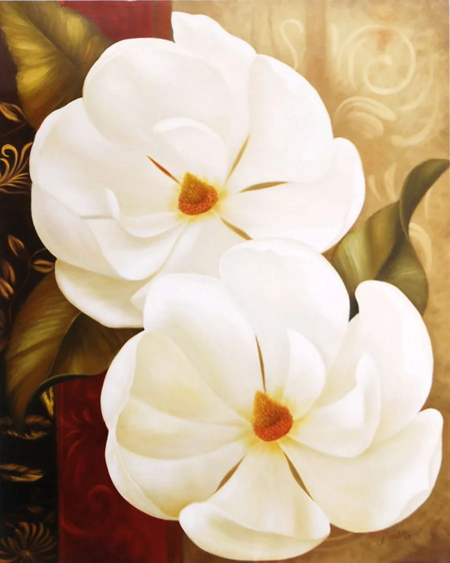 

Free Shipping Canvas Painting 3 Piece Art Picture White flower Painting Home Decor On Canvas Modern Painting F-025