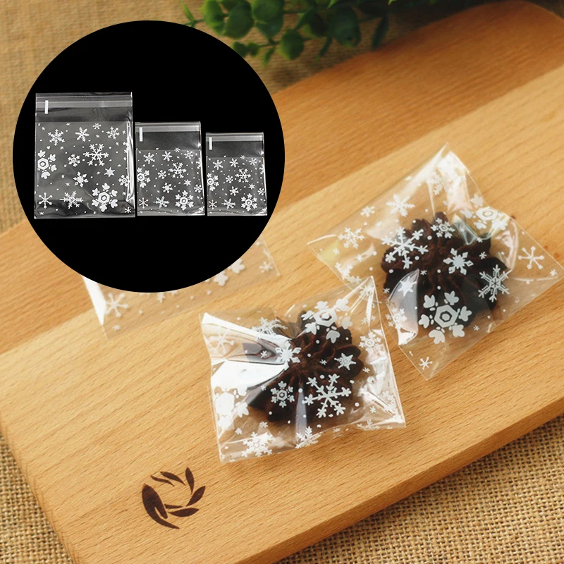 Самоклеящиеся пакеты снежинки для печенья 3 размера 100 шт.|candy bag|bag candybag plastic |