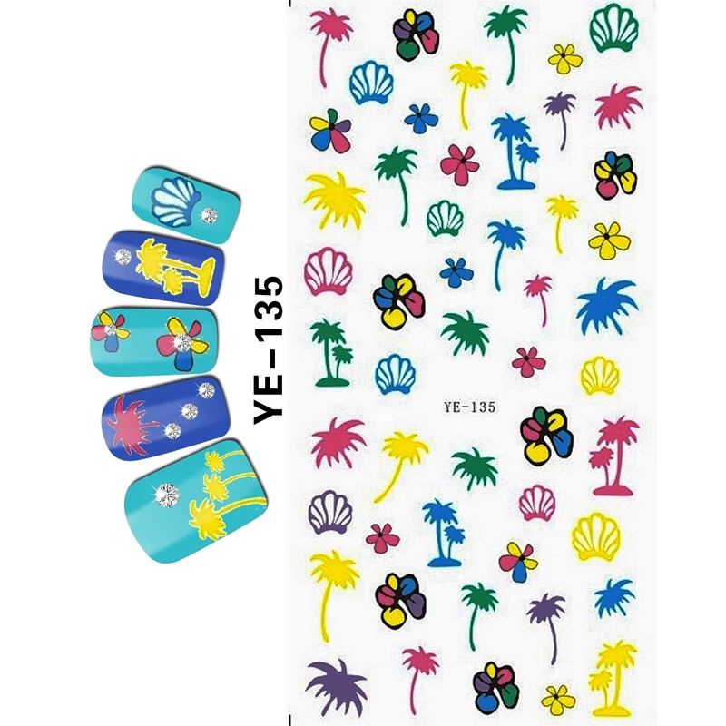 1X водная наклейка наклейки для ногтей пальмовое дерево Черный Коричневый