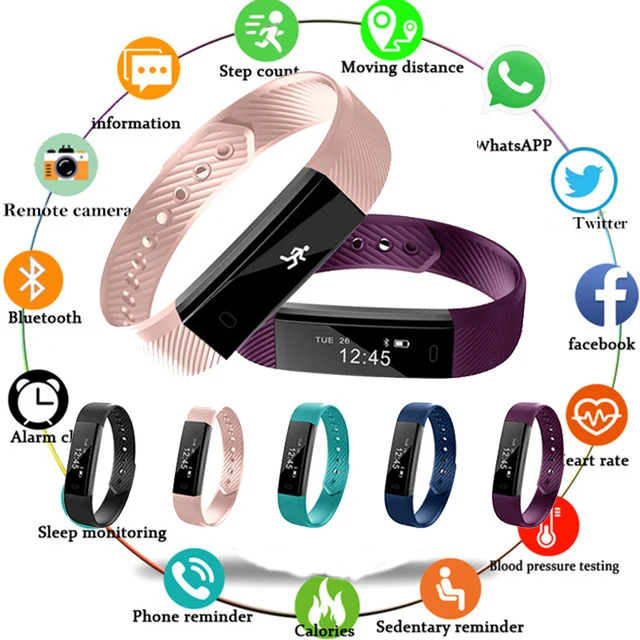 2019 умный Браслет счетчик шагов фитнес SmartBand Вибрационный браслет будильник pk ID107