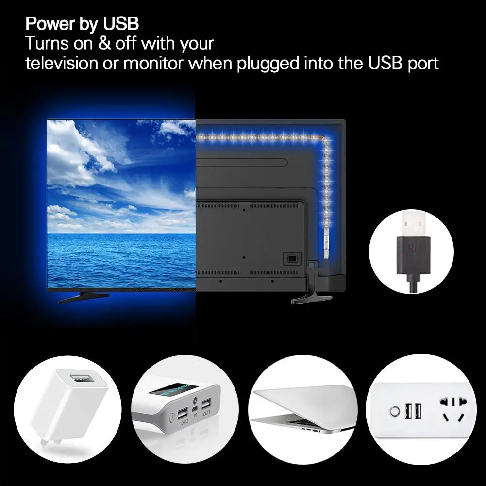 Светодиодная лента для задней панели 60 светодиодных ламп USB Power RGB многоцветные