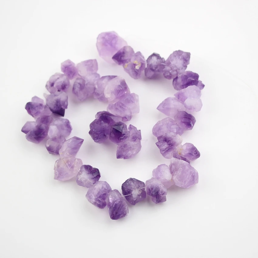 

Full strand Natural Amethysts Purple Quartz Top Drilled Nugget Loose Beads Point Pendant,Raw Cystals Quartz Stones Chunky Charms