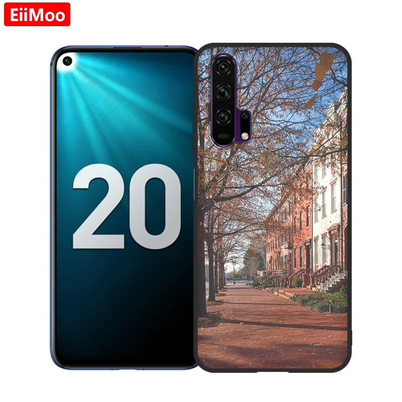 Чехол EiiMoo для телефона Huawei Honor 20 Pro чехол с 3D принтом мягкий черный силиконовый из
