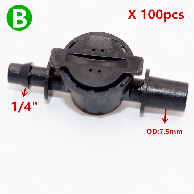 B 100pcs 1/4 дюйма повесить анти-капельного устройства Защищённая от попадания капель воды запорный орошённые клапаны Greehouse микроорошение капельные фитинги T116 - Цвет: B 100pcs