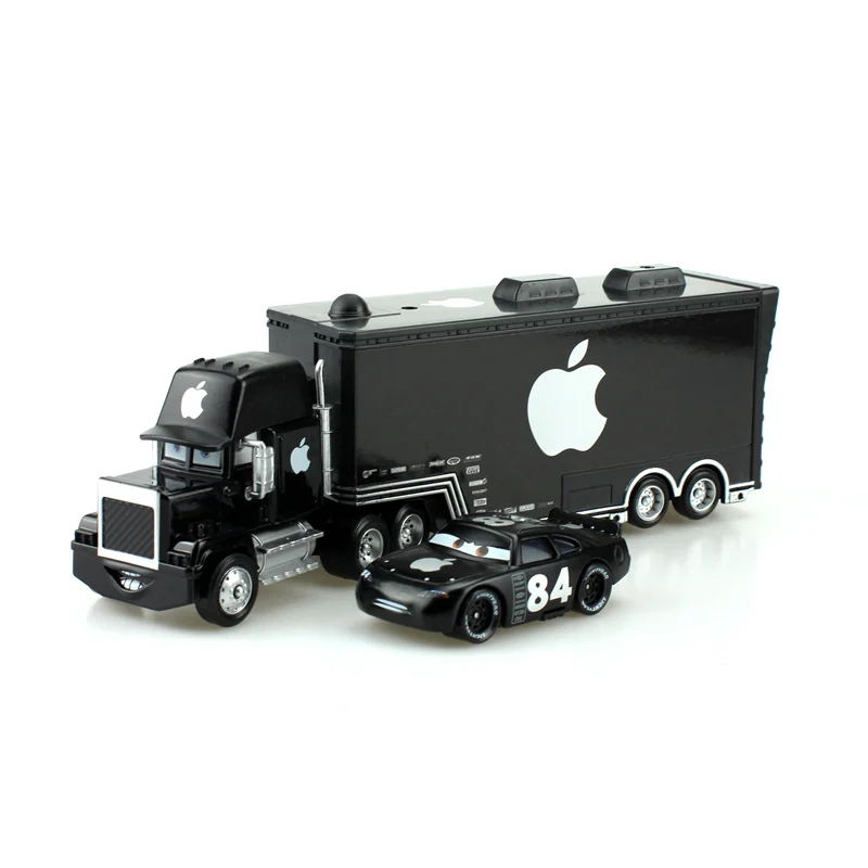 Disney Pixar Cars Black Apple Mack Truck + маленький автомобиль 1:55 металлическая игрушка литой Diecasts