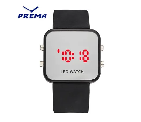 New LED Mirror watches fashion Square dial silicon sport digital Wristwatches women men free shipping |