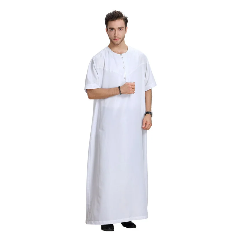 2018 мужские мусульманские халаты кафтан пуговица плюс размер однотонные abaya
