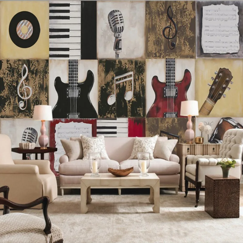 Обои 3d на заказ Пианино музыкальный инструмент магазин росписи гостиная