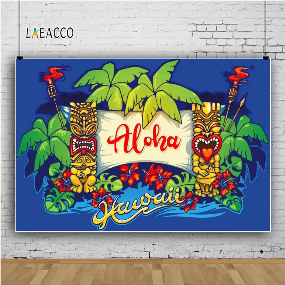 Фотофоны Laeacco Aloha Luau вечерние ярким рисунком деревьев для детской фотосъемки