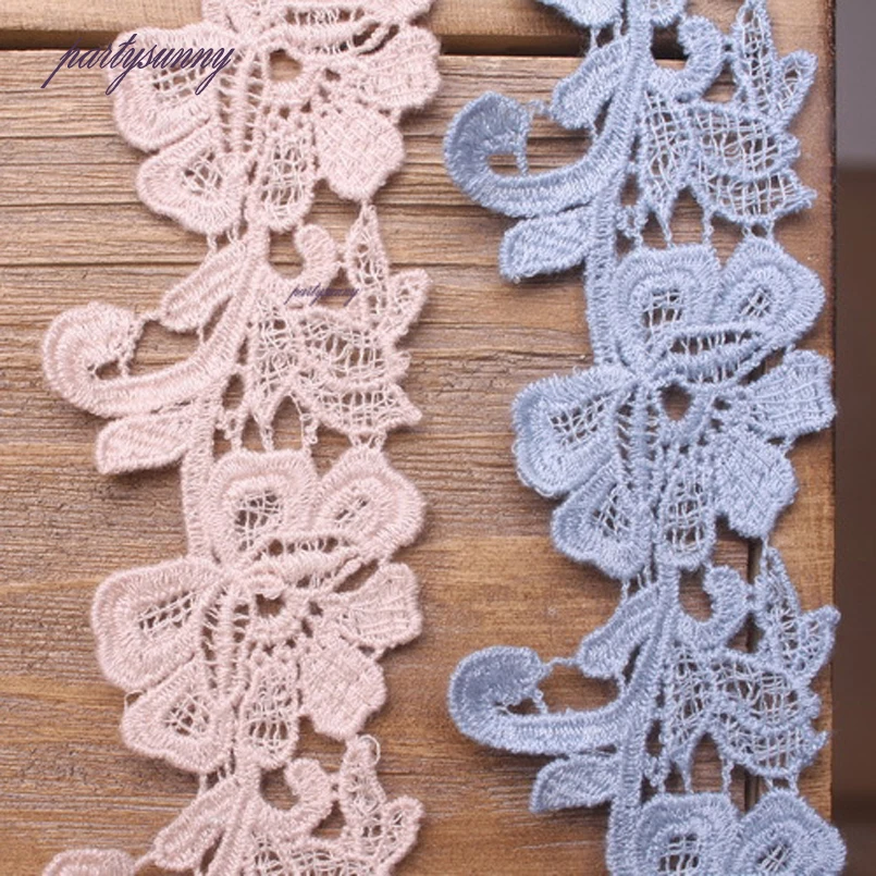 PF 3 ярдов/много 5 см Водорастворимым Гипюр Кружево Ленты Вышитые Кружевной