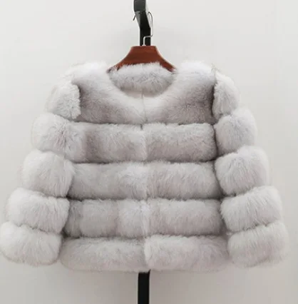 Новинка пальто из натурального Лисьего меха женская меховая куртка лисьего