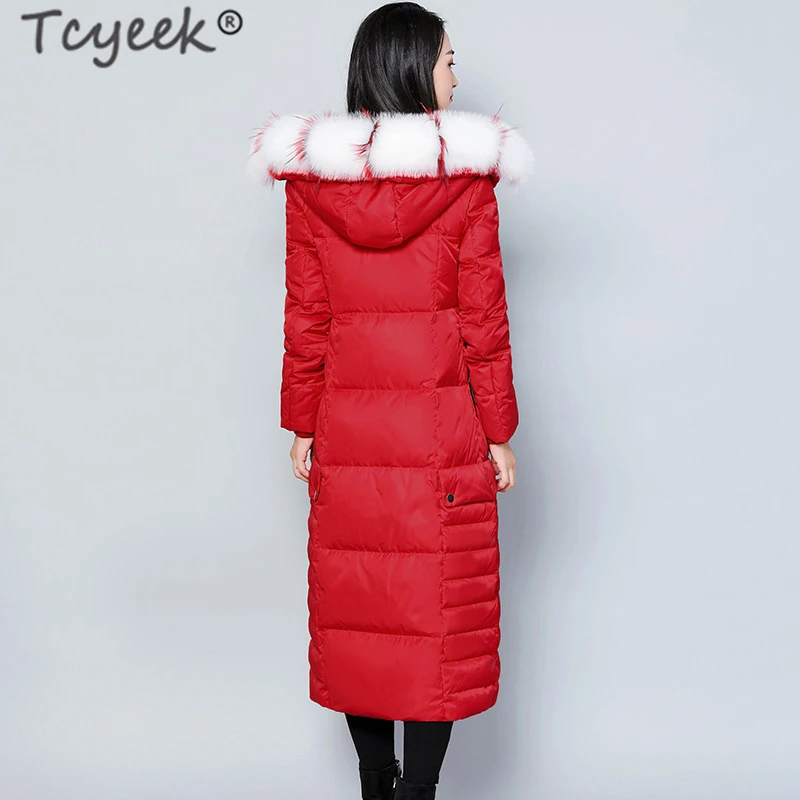 Tcyeek зимняя куртка на утином пуху женское длинное пуховое пальто женские толстые