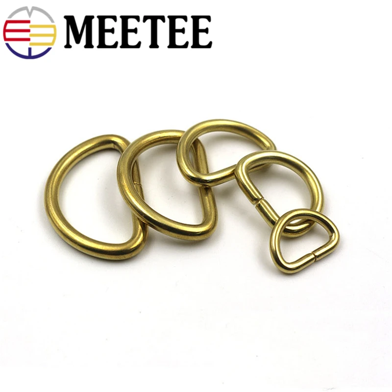 Металлические прямоугольные D образные кольца Meetee из чистой меди регулируемые