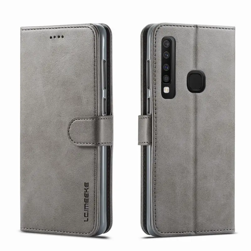 Gray Чехол для samsung Galaxy A9, чехол на магнитной застежке, чехол для samsung Galaxy A9, кожаный роскошный Винтажный чехол-книжка для Galaxy A9S - Цвет: Gray