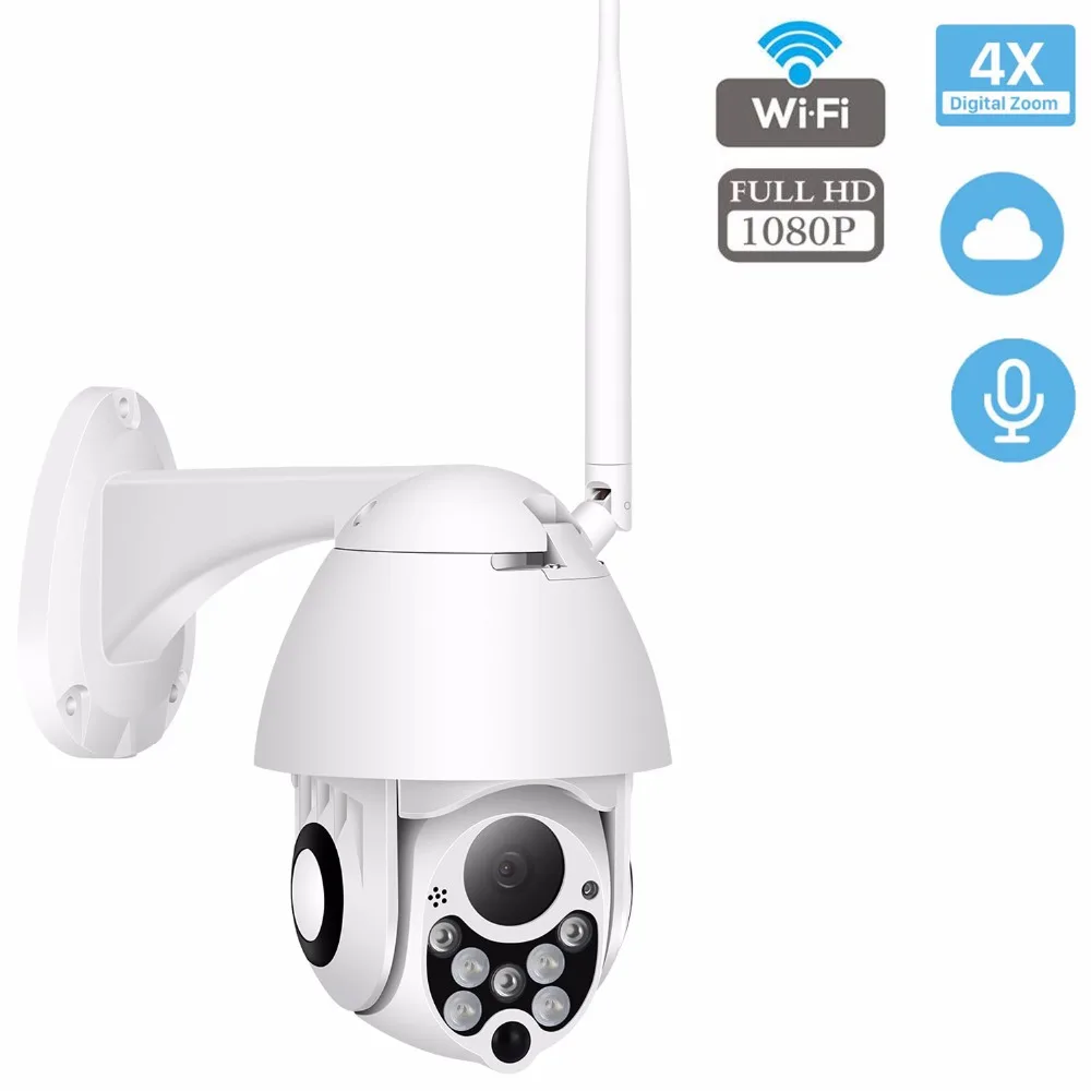 IP камера WiFi 2MP 1080P Беспроводная PTZ скоростная купольная CCTV IR Onvif наружная IP66