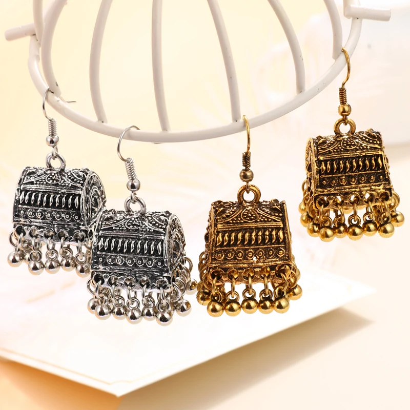 Индийские Jhumka серьги «Слоник» цыганские ювелирные изделия в стиле ретро этнические бусины в античном стиле висячие серьги с кисточками для женщин богемный подарок