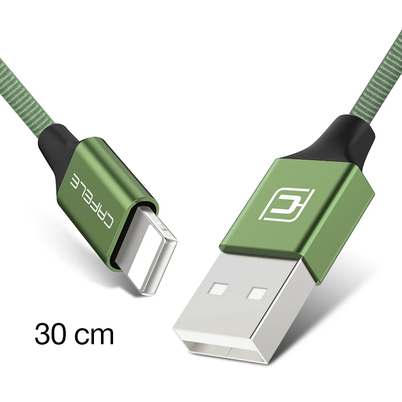 Cafele нейлоновый Плетеный USB кабель 8 Pin usb зарядный Шнур для iPhone 7 Plus/7/6s Plus/6s/6plus/6/5S/5c/5 - Цвет: 30cm green